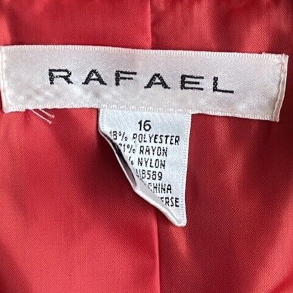 Rafael Jacket Womens 16 Jacket Long Sleeve Red Ruffle Tie Front‎ Metallic Shiney - Picture 4 of 8
